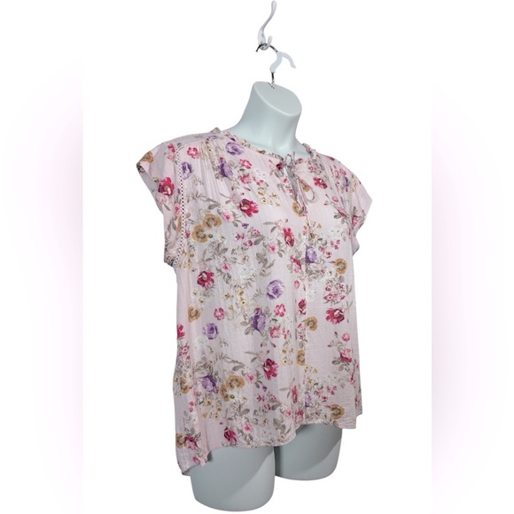 Buffalo David Bitton, Pink Floral Blouse, Size XL - Picture 9 of 10